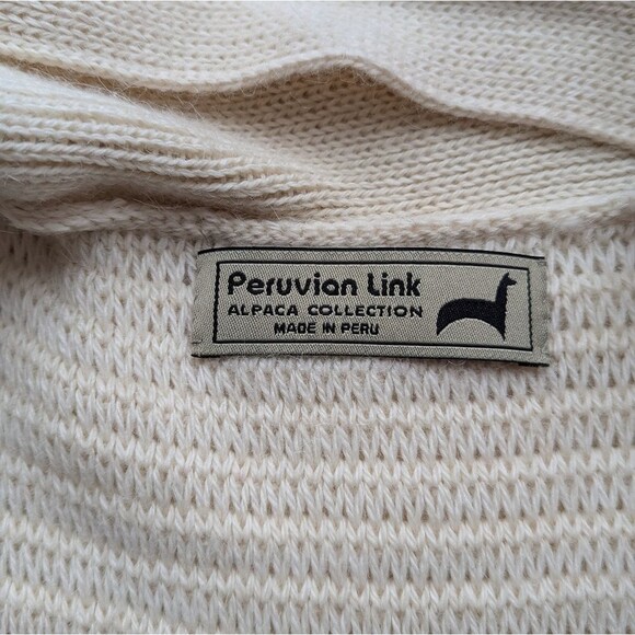 Alpaca Cream Colored Long Sweater Duster By Peruvian Link - Picture 7 of 9